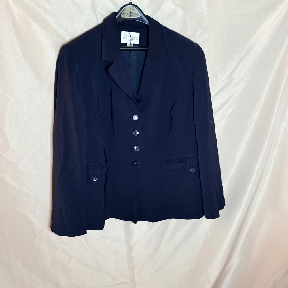 Valerie Stevens II Navy Blue Blazer Jacket Size 16W Button Front Corporatecore